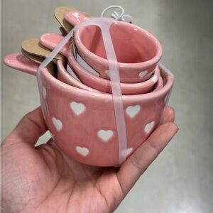 Pink Heart Ceramic Measuring Cups Set